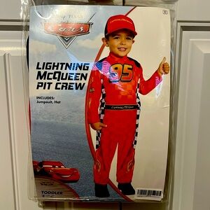 Plush bucket+Pixar lightening McQueen pit crew costume 3T-4T